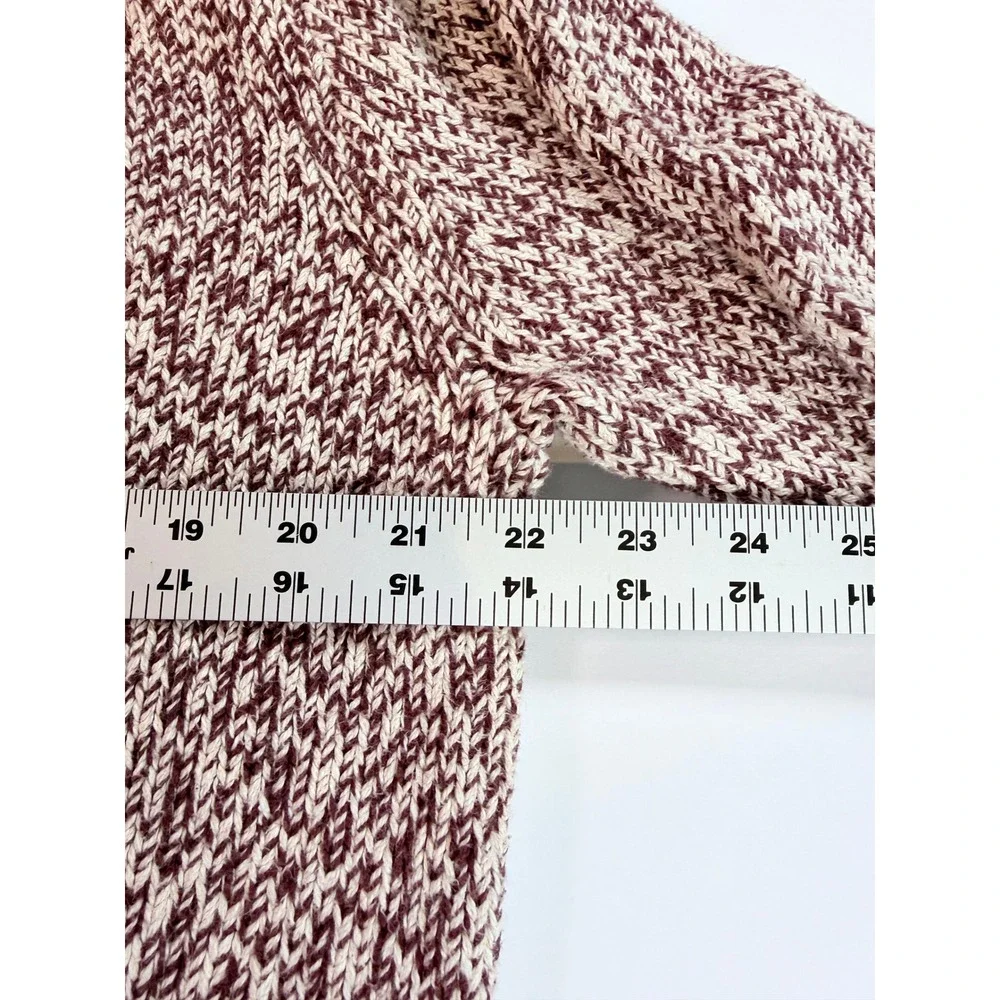 J.Crew Crewneck Sweater Mens Large Burgundy White Cotton‎ Marled Knit BL820